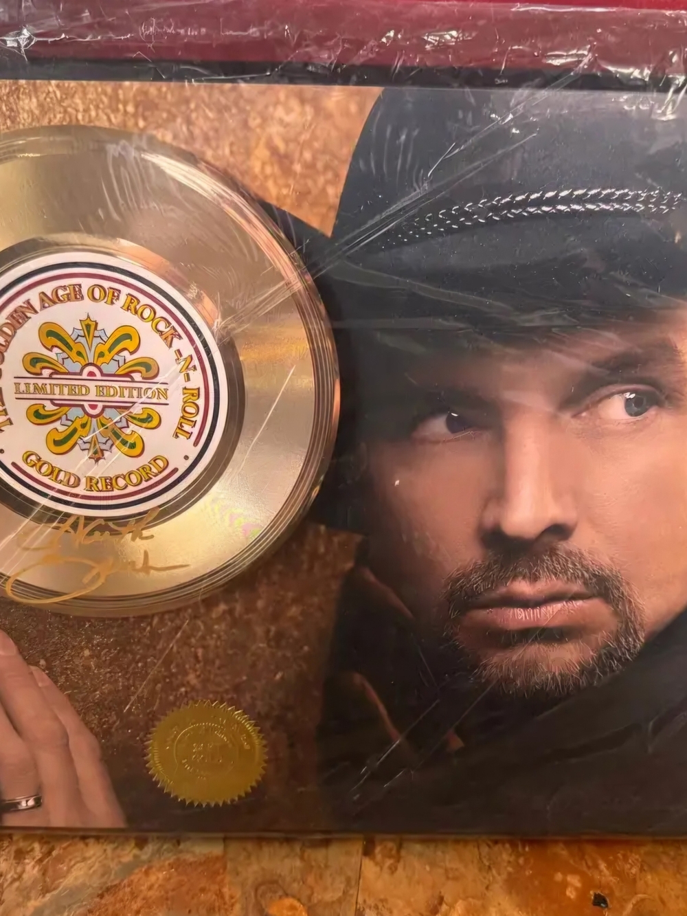 Garth Brooks Limited Edition Gold Record Display.   #217/500 SEALED